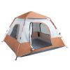 Spring Quick Opening Four-Person Family Camping Tent, Brown