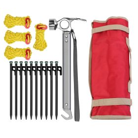 Camping Hammer Tent Reflective Ropes and Pegs Set