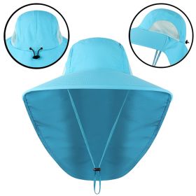 Fishing Sun Hat UV Protection Neck Cover Sun Protect Cap (Color: Sky Blue)