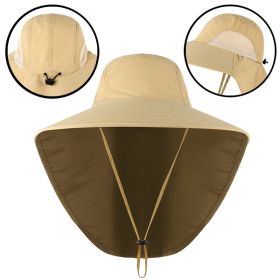 Fishing Sun Hat UV Protection Neck Cover Sun Protect Cap (Color: Khaki)