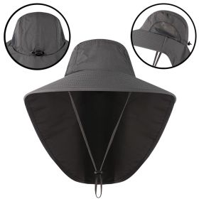 Fishing Sun Hat UV Protection Neck Cover Sun Protect Cap (Color: Dark Grey)