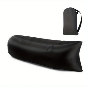 Inflatable Pool Lounger, Portable Lazy Sofa Travel & Camping (Color: black)