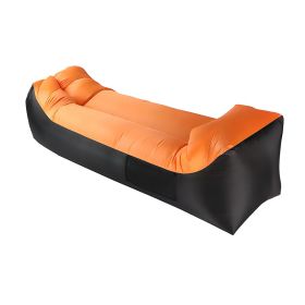 Inflatable Lounger, Lazy Inflatable Sofa Traveling Camping (Color: Black+orange)