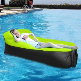 Inflatable Lounger, Lazy Inflatable Sofa Traveling Camping (Color: Black + Green)