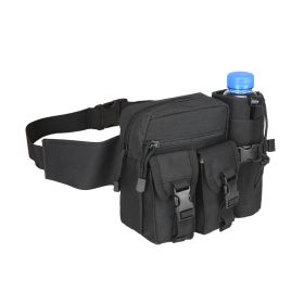 Large Capacity Multifunctional Waist Bag w/Water Bottle (Color: black)