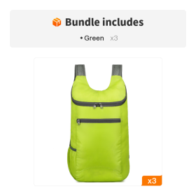 Lightweight Backpack For Camping; Hiking and Cycling (Color: Green*3)