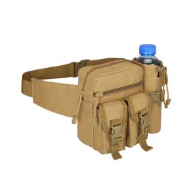 Large Capacity Multifunctional Waist Bag w/Water Bottle (Color: Yellow)