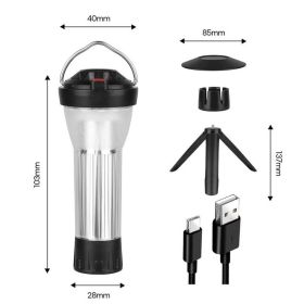 Rechargeable Camping Lantern with Magnetic Base (Color: 1 Set Siver)