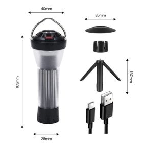 Rechargeable Camping Lantern with Magnetic Base (Color: 1 Set Black)