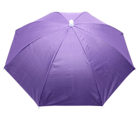 Portable Rain Hat Outdoor Folding Umbrella Fishing Sun Shade (Color: Violet)