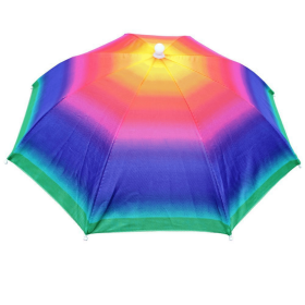 Portable Rain Hat Outdoor Folding Umbrella Fishing Sun Shade (Color: Colored Stripes)