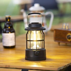 400 Lumens COB Battery Powered Retro Style Camping Light (Color: L801B-Black)