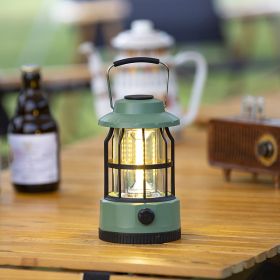 400 Lumens COB Battery Powered Retro Style Camping Light (Color: L801B-Green)