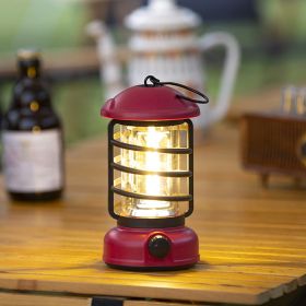 400 Lumens COB Battery Powered Retro Style Camping Light (Color: L803B-Red)