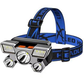 Waterproof USB Rechargeable LED Headlamp (Color: Blue)