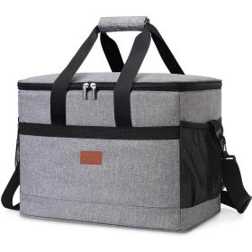 Large 32L Insulated Soft Cooler Bag with Hard Liner (Color: Gray)