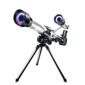 HD Astronomical Stargazing Telescope for Students and Children (Color: Silver)