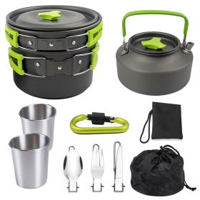 2-3 People Outdoor Camping Teapot, Pot Cookware Set (select: k05-green)