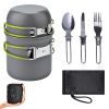 Outdoor Pot Set 1-2 People Portable Camping Cooker w/ Cutlery