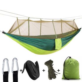 Portable Ultralight Nylon Camping Hammock with Mosquito Net (Color: Green)