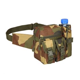 Military Style Waist Bag With Water Bottle Holder (Color: Jungle Camouflage)