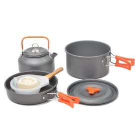 2-3 Person Camping Non Stick Pot / Teapot set incl. tableware (colour: orange)