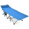 Folding Camping Cot with Side Pocket Detachable Headrest