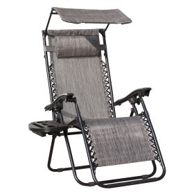 Lounge Chair Adjustable Recliner w/Pillow Outdoor Camp Chair (Color: as Pic)