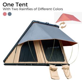 Trustmade Triangle Black Hard Shell Rooftop Tent w/ 2 Rainflies (Color: Black+Beige)