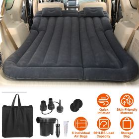 Inflatable SUV Air Mattress with Pillow, Air Pump, Storage Bag (Color: black)