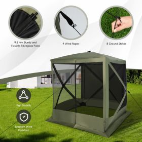 6.7 x 6.7 Feet Pop Up Gazebo with Netting and Carry Bag (Color: Green)