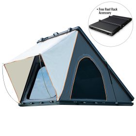 Trustmade Triangle Black Hard Shell Grey Rooftop Tent (Color: BlackGrey with Rack)