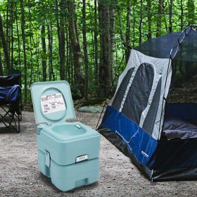 5.3 Gallon 20L Flush Portable Toilet for Camping (Color: Green)