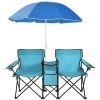 Portable Folding Picnic Double Chair With Umbrella