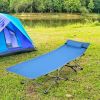 Folding Camping Cot with Side Pocket Detachable Headrest